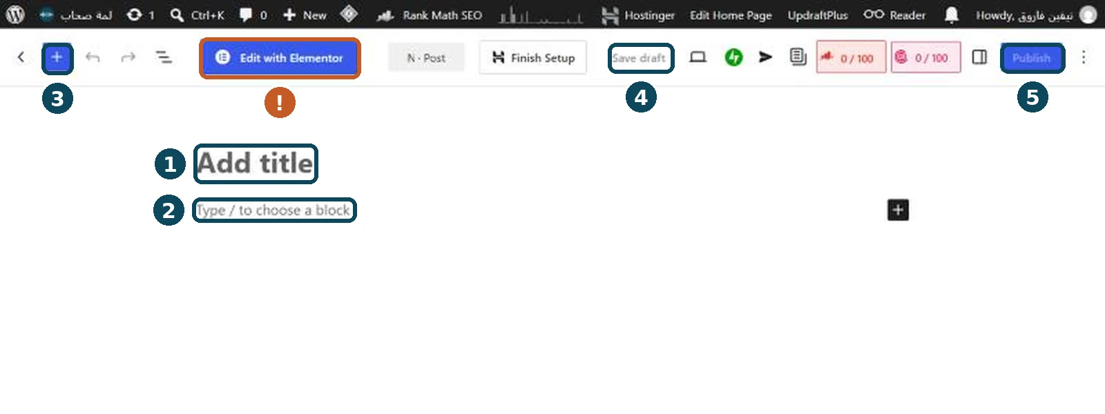 An empty new post in the editor