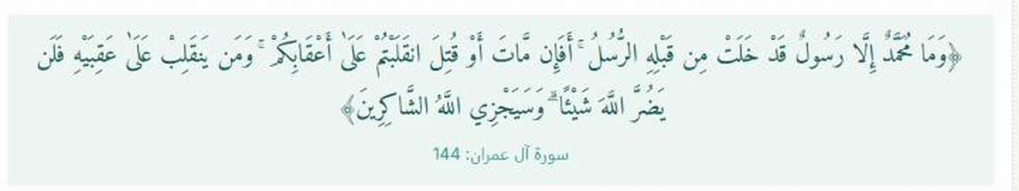 A verse in Arabic calligraphy on the site